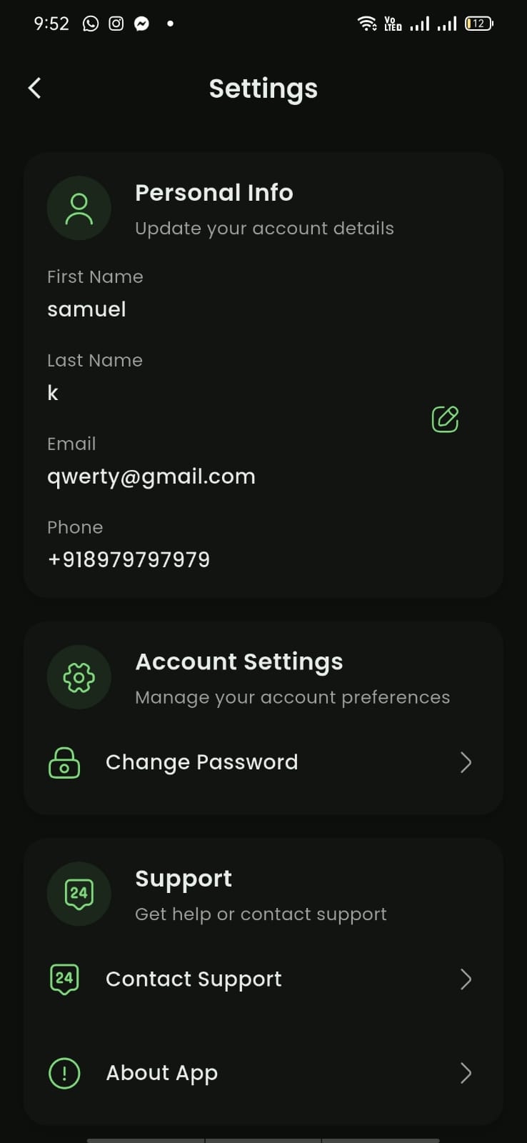 Account settings overview