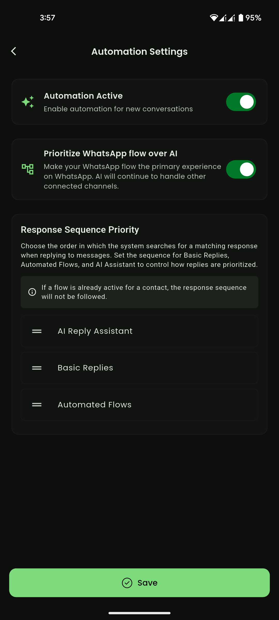 Automation menu