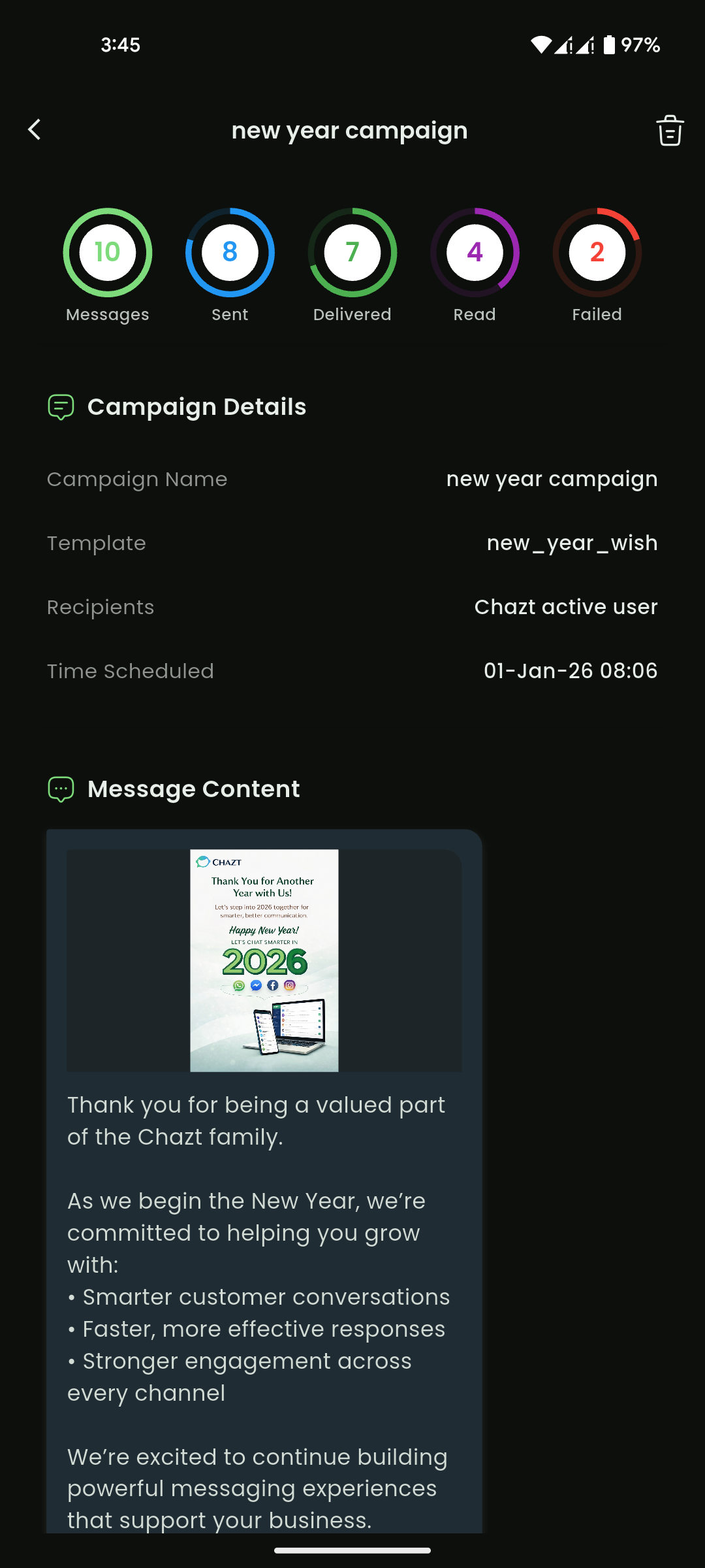 Campaign confirmation dialog
