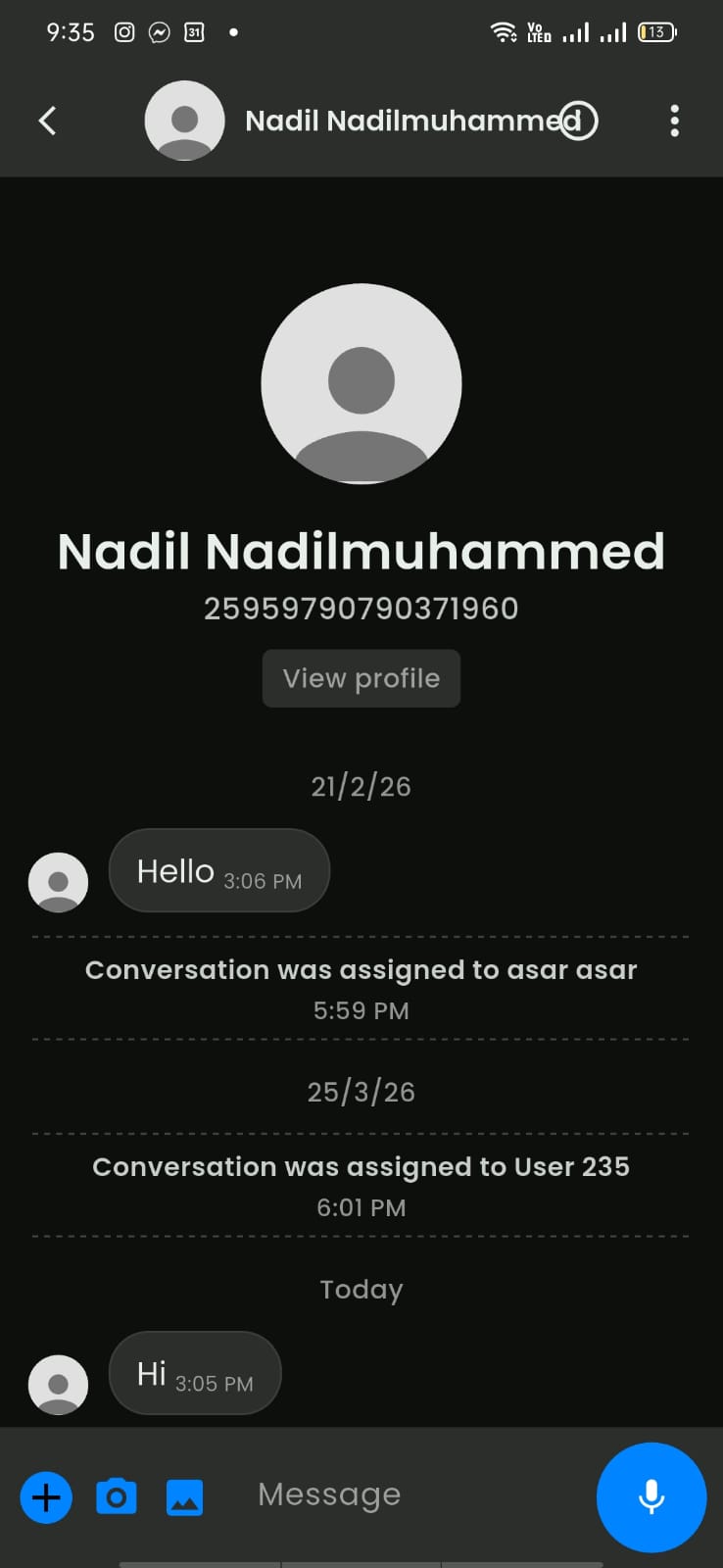 Messenger conversation screen