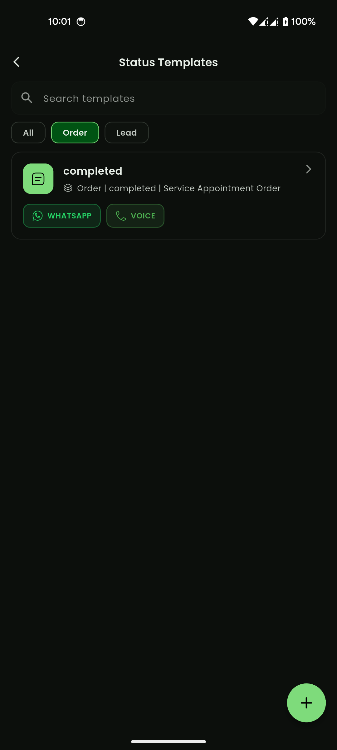 Status template create form for automated replies