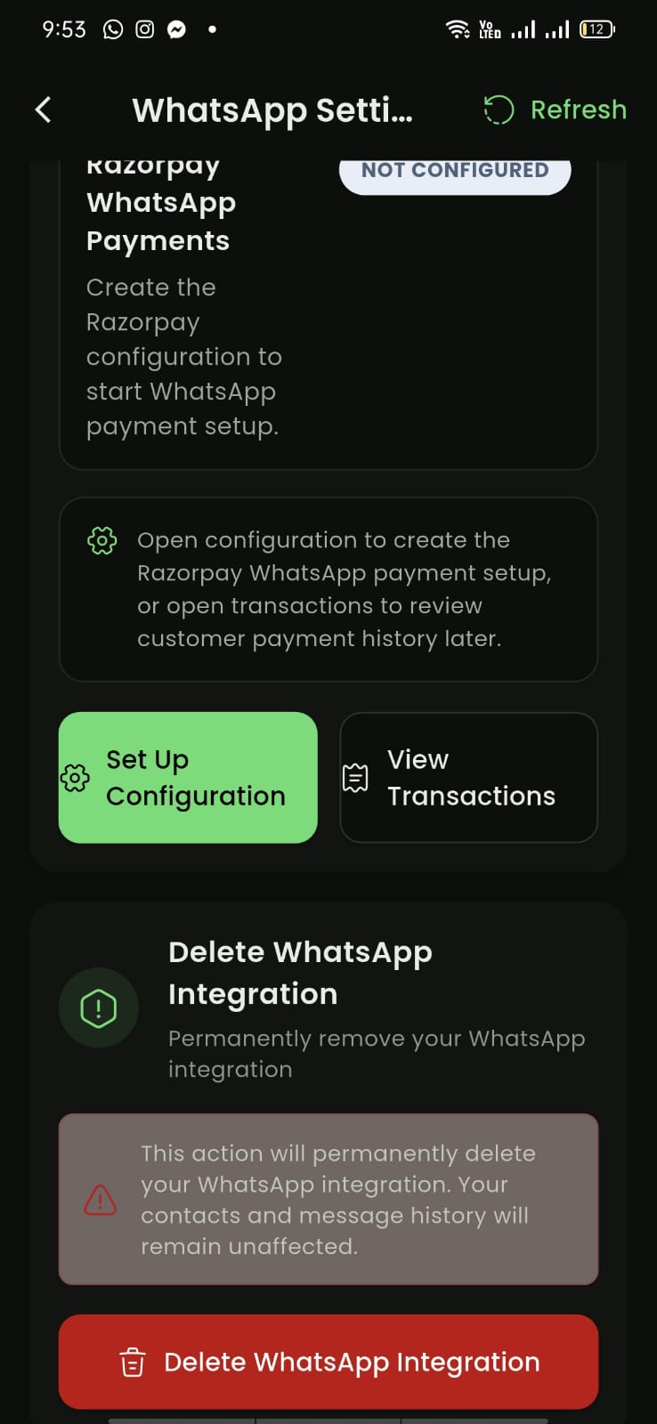 Delete WhatsApp integration confirmation