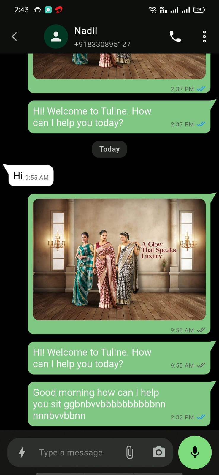 WhatsApp conversation screen
